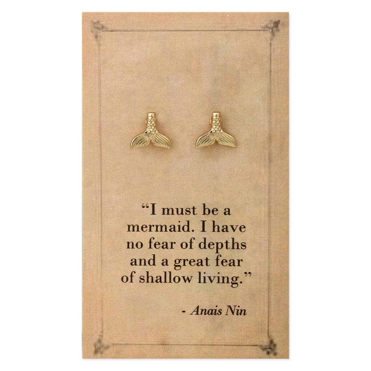 Anais Nin Quoted Mermaid Tail Post Earrings