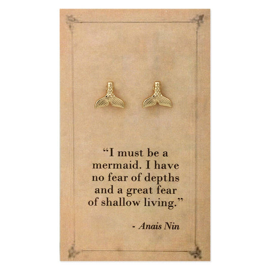 Anais Nin Quoted Mermaid Tail Post Earrings