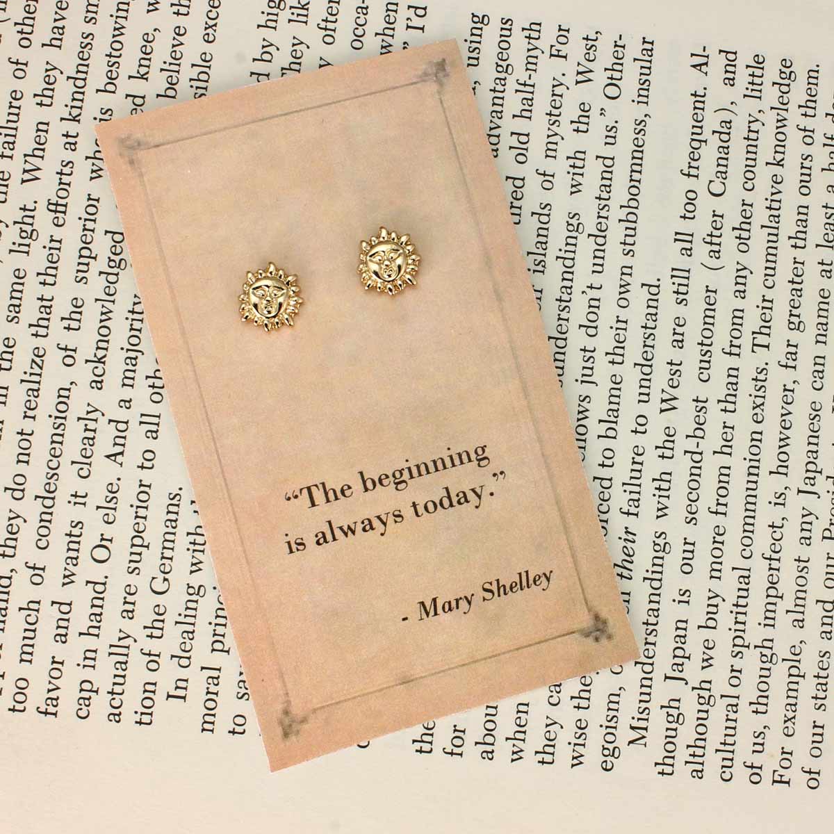 Mary Shelley Quoted Sun Post Earrings