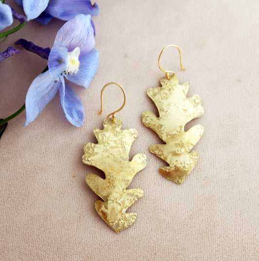 GOLDEN LEAVES - BLACK OAK LEAF EARRINGS