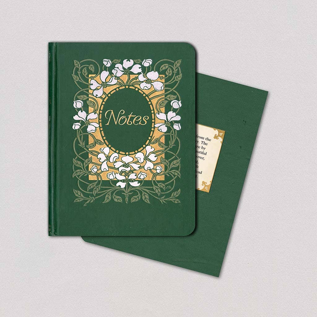 Green with White Dogwood - Vintage Book Cover Notebook