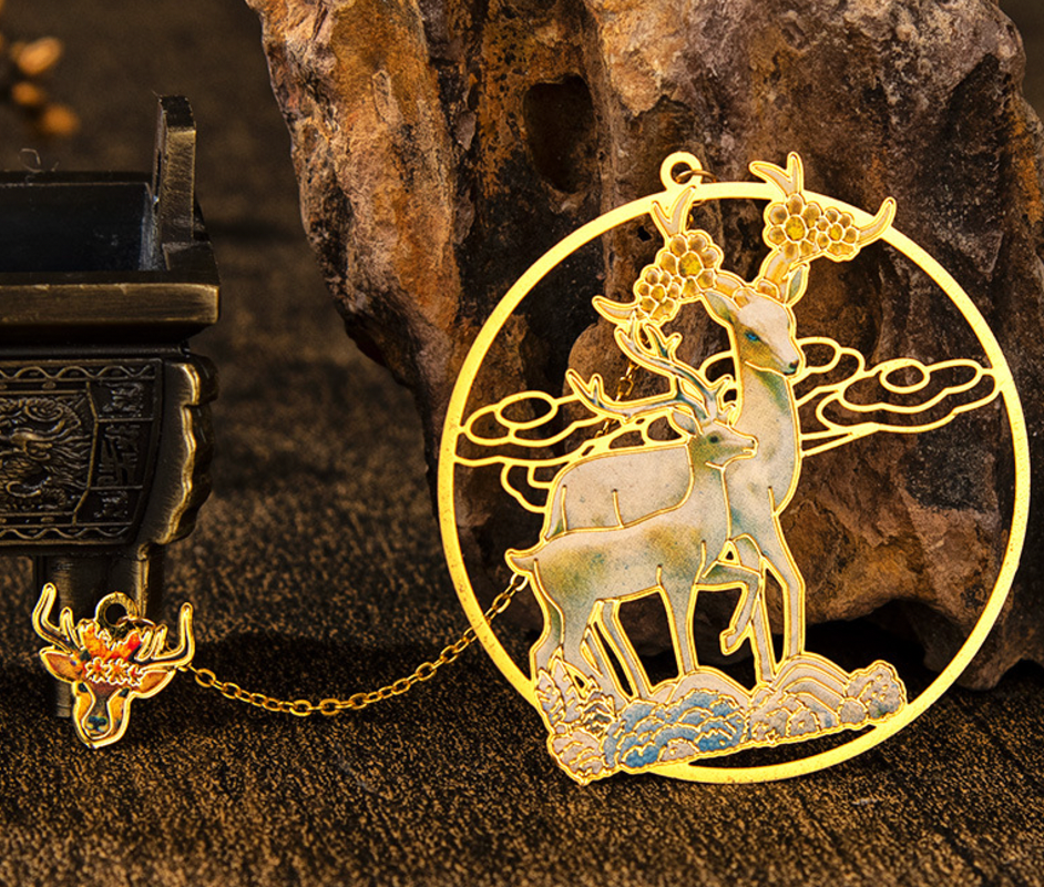 Deer Family Copper Bookmark
