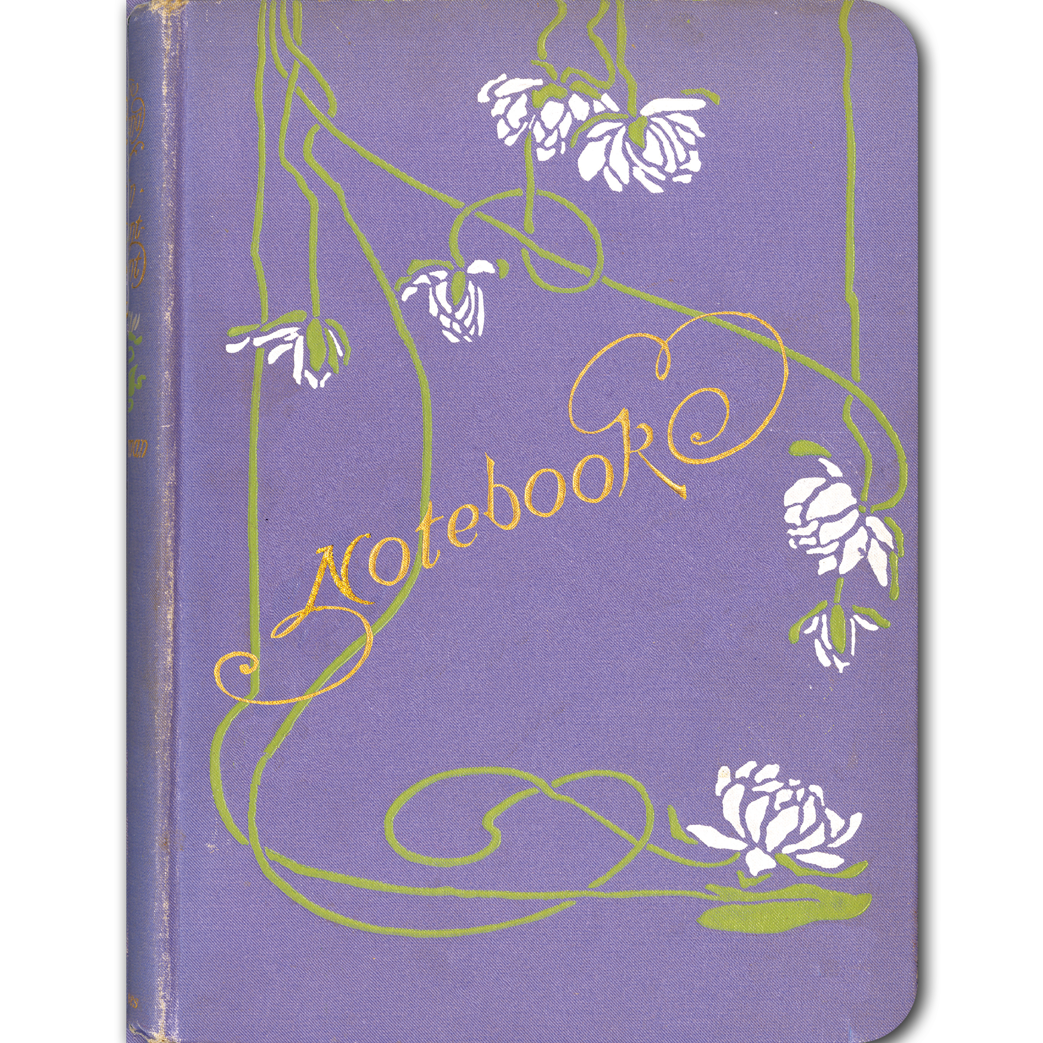 White Blossoms on Lavender - Vintage Book Cover Notebook