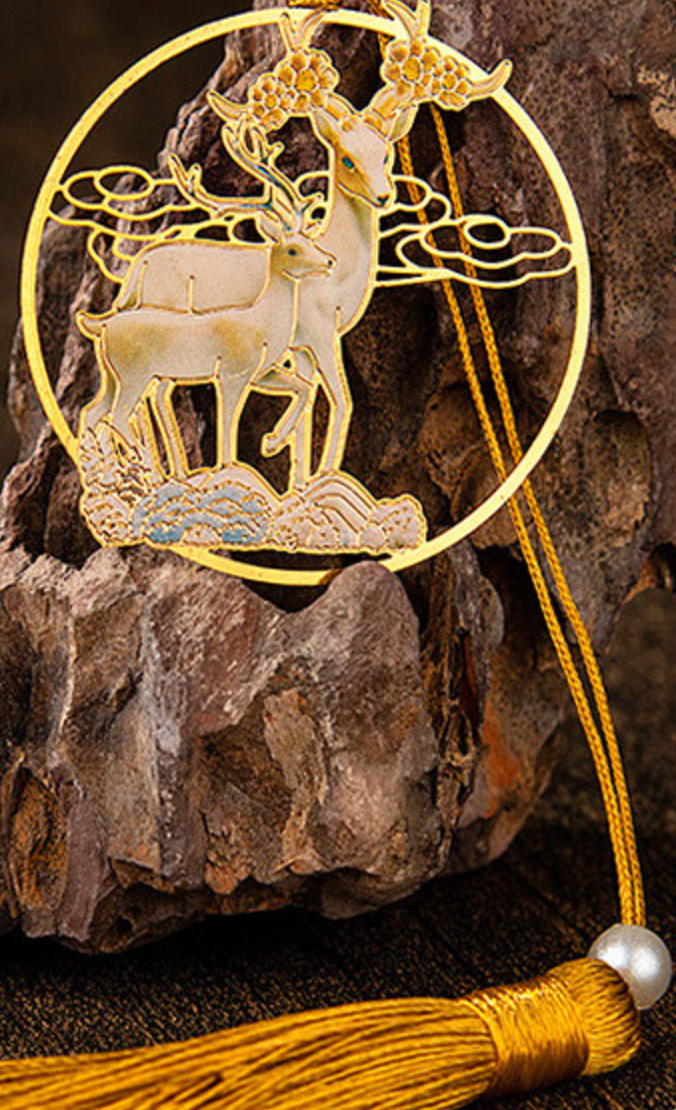 Deer Family Copper Bookmark