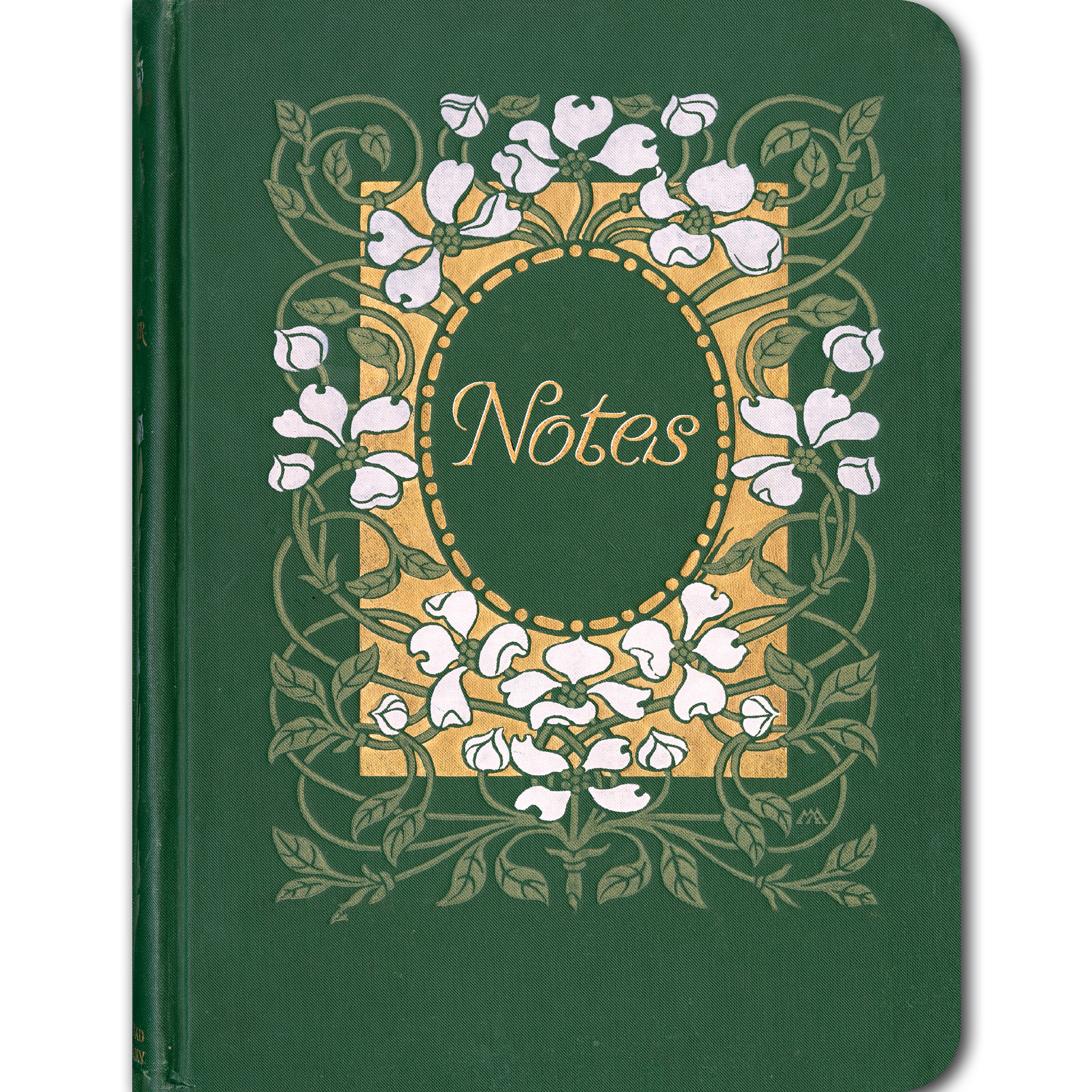 Green with White Dogwood - Vintage Book Cover Notebook
