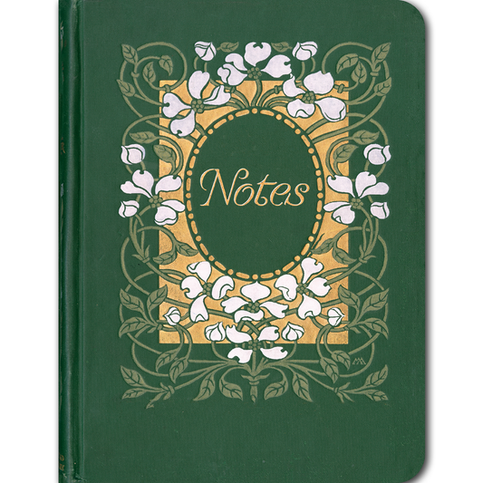 Green with White Dogwood - Vintage Book Cover Notebook