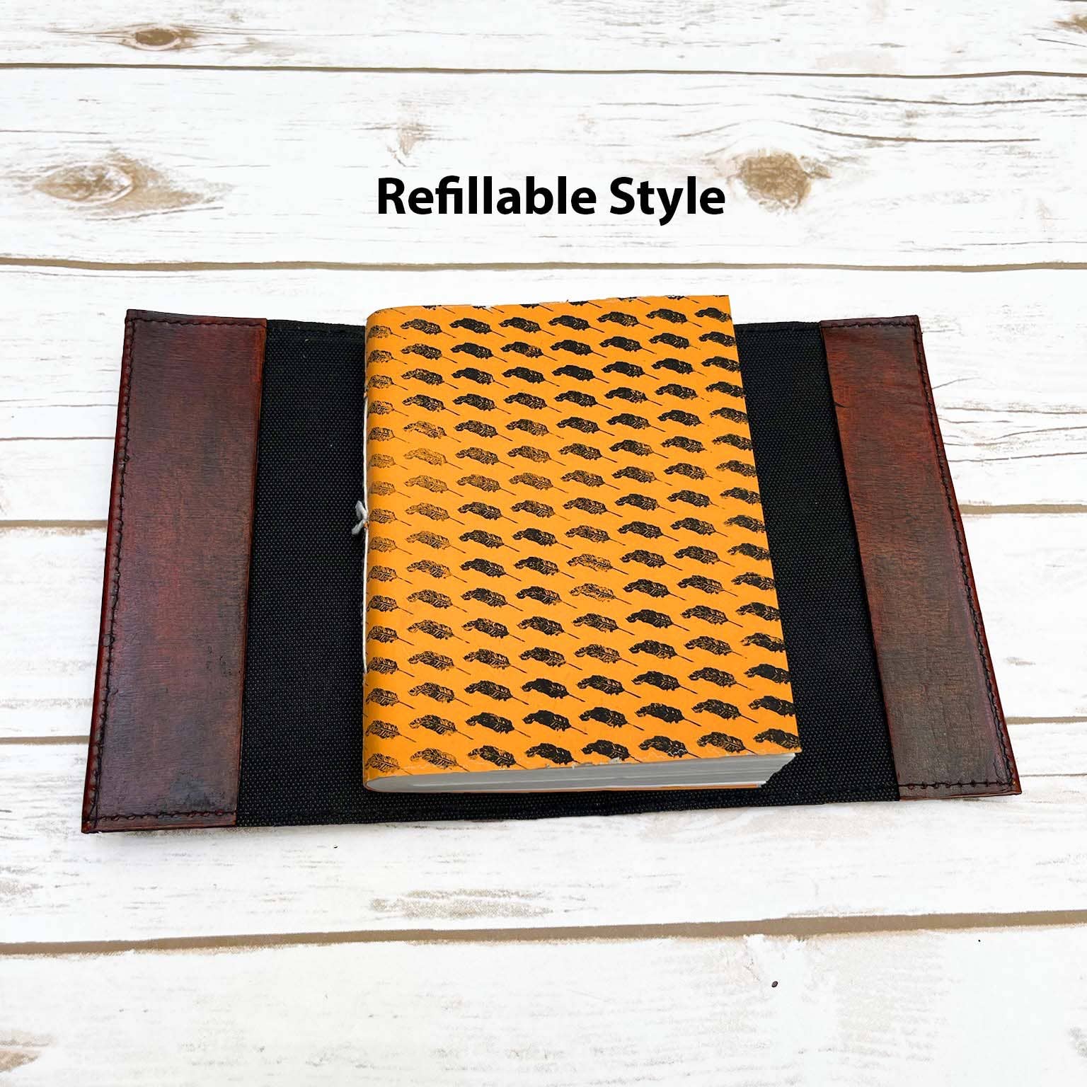 Flower Garden Refillable Leather Journal with Amethyst & Floral Stone